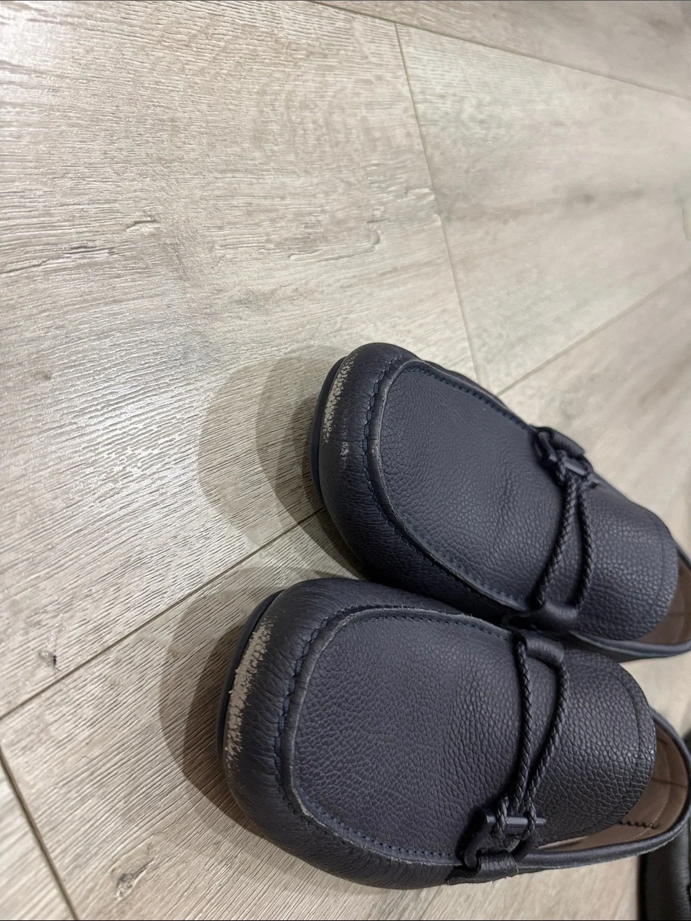 Salvatore Ferragamo Dark Blue Leather Driving Loafers